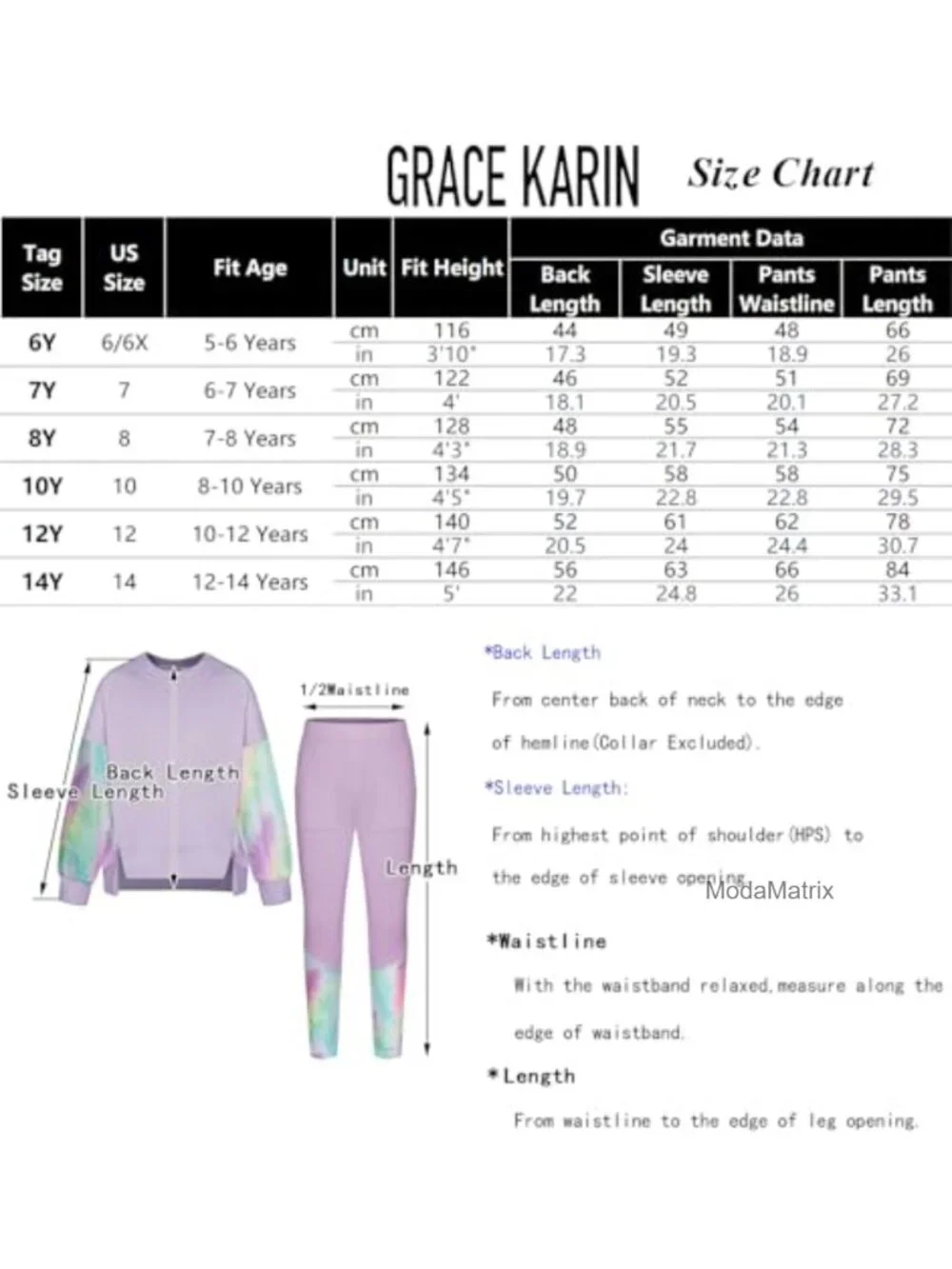 Girls 2-Piece Sweatshirt & Leggings Tracksuit Set - Polyester/Elastane